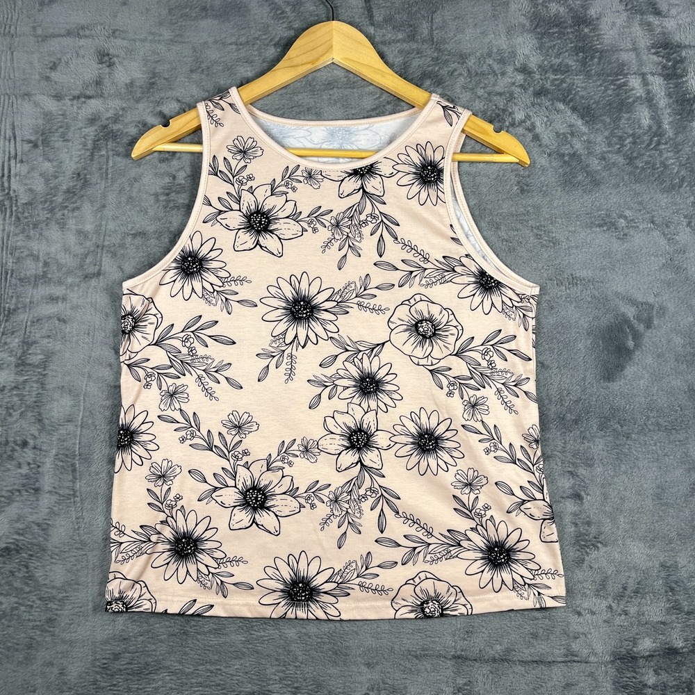 Emery Rose Tank Top Womens Medium Beige Floral Summer Cottagecore Sleeveless